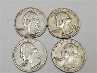 4- 1961 Liberty Silver Quarters