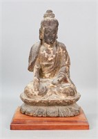Carved Wood Buddha Figure