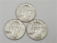 3-  1961 Liberty Silver Quarters