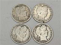 4-1907 Barber Silver Quarters