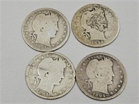 4- 1894 Barber Silver Quarters