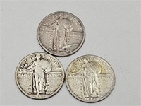 3- 1924 Standing Liberty Silver Quarters
