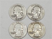 4-  1957 D Washington Silver Quarters