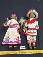 Vintage Huichol Folk Art Dolls