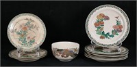 9 Pieces Japanese Satsuma Porcelain Plates & Bowl