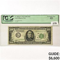 1934 A $500 US Fed Res Note PCGS EF45