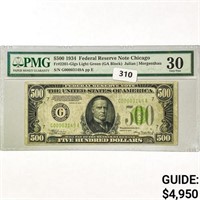 1934 $500 US Fed Res Note PMG VF30
