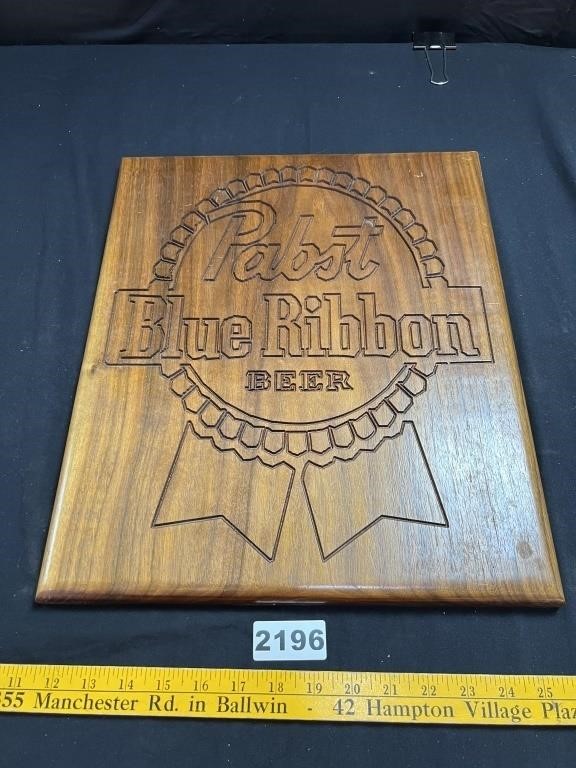 Wood Pabst Blue Ribbon Beer Sign