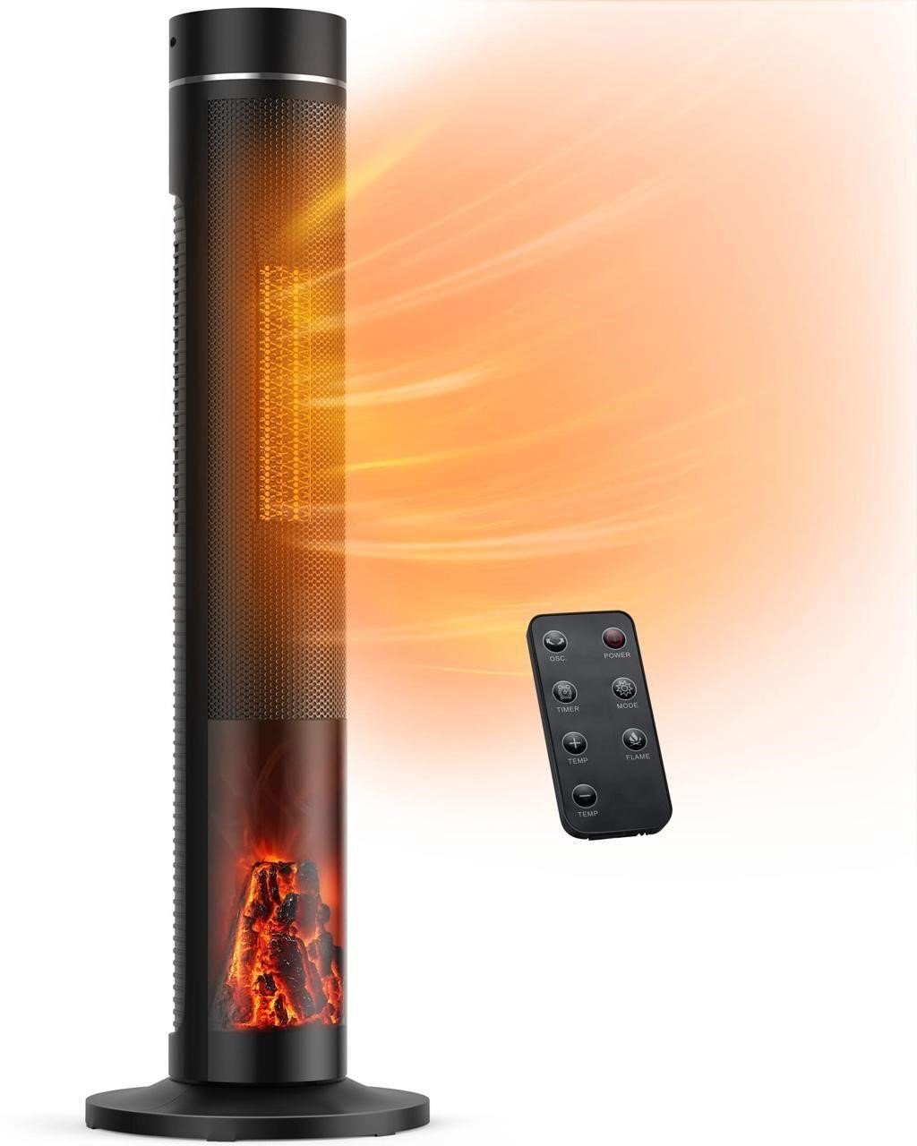 ECOWELL 33” Tower Space Heater 3D Flame Tower