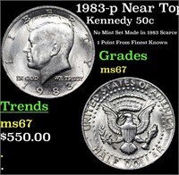 1983-p Kennedy Half Dollar Near Top Pop! 50c Grade