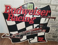 Embossed Metal 'Budweiser Racing' Sign