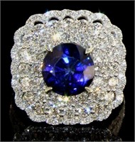 14k Gold 6.67 ct Sapphire & Diamond Ring