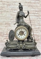 Roman Bronze & Marble 28-in Mantle Clock