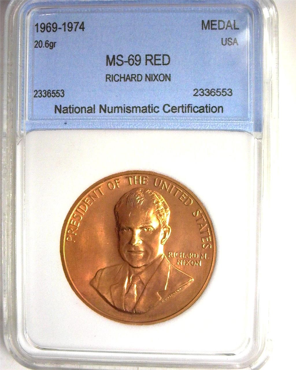 1969-1974 Medal NNC MS69 RED Richard Nixon