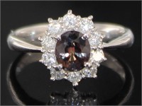 Plat. 1.30 ct Color Change Sapphire & Diamond Ring