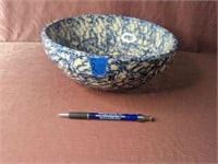 Texas Pottery Blue Splatter Crock Bowl