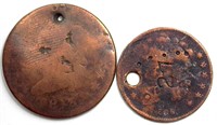 1813 & 1830's Cent & 1/2 Cent 2 Piece Lot