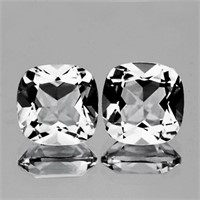 Natural Cushion Brazil White Topaz Pair {Flawless-