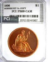 1836 $1 PCI PR69 CAM Gobrecht Copper Copy