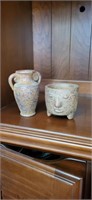 Ceramic pot and vase tallest 6.5"h