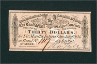 (BOND) $30 1864 The Confederate States of America