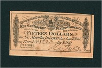 (BOND) $15 1864 The Confederate States of America