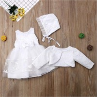 $81 Newborn Baby Girls Lace Dress(White-6-9m)