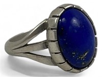 Signed Sterling Native American Blue Lapis Ring