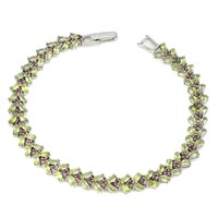 Natural Unheated Peridot Rhodolite Garnet Bracelet