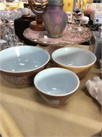 Three piece vintage Pyrex bowls