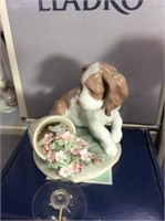 Lladro dog with flowers
