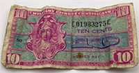 US Military 10 cent note