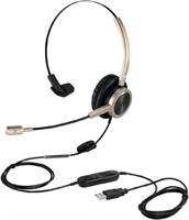 USB Headset with Microphone Noise Cancelling and V