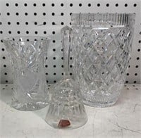 Crystal Vases & Bell (6 inch Vase  Waterford)