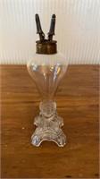 Antique double brass wick whale oil lamp