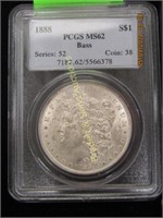 PCGS GRADED MS62 1888-P  MORGAN SILVER DOLLAR