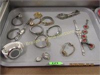 TRAY OF ASSTD JEWELRY AND WATCHES