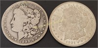 1899-O & 1921 Morgan Dollars