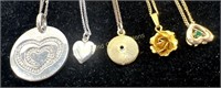(5) Costume Heart & Flower Necklaces