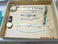 TRAY OF USED WRIST WATCHES ETC