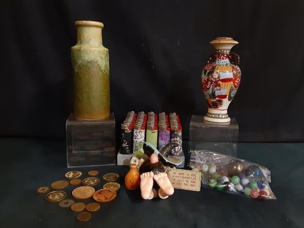 West German Pottery, Lighters, Marbles, & Tokens