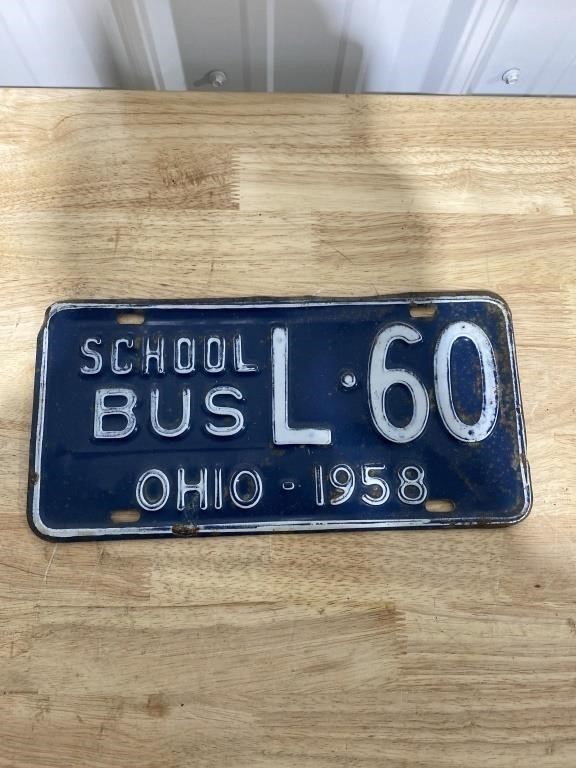 1958 Ohio school bus license plate