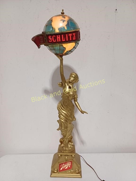 Schlitz Lady Holding Globe Light Up Statue