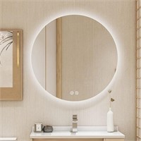 Bulife 24 Inch Round Led Bathroom Mirror Backlit