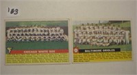 Two 1956 Topps team baseball cards: Chicago White