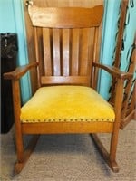 WOODEN ROCKING CHAIR W/ UPHOLSTERED SEAT