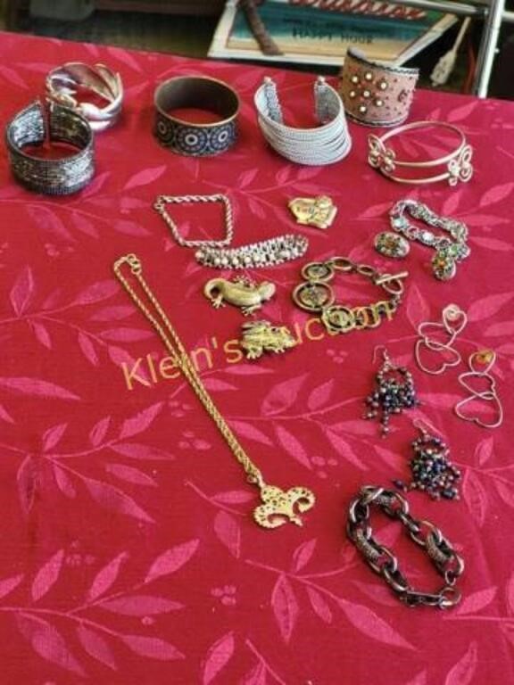 estate jewelry lot bangles, earrings, damask too!
