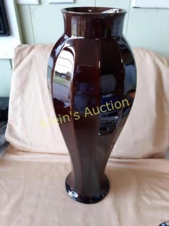 Octagon Pottery Vase Chinese Glaze 16"