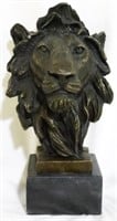 Bronze Lion Sculpture on Marble 9"