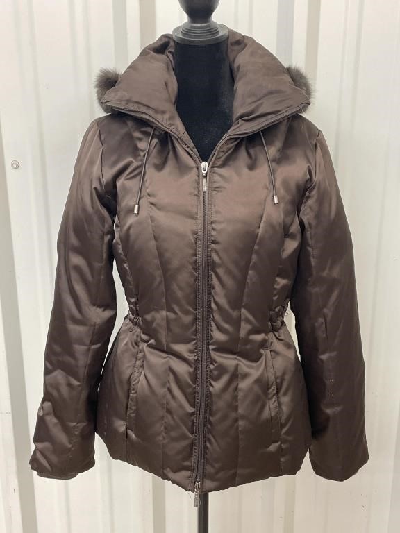 Kenneth Cole Reaction Puffer Fur Lined Hood Coat